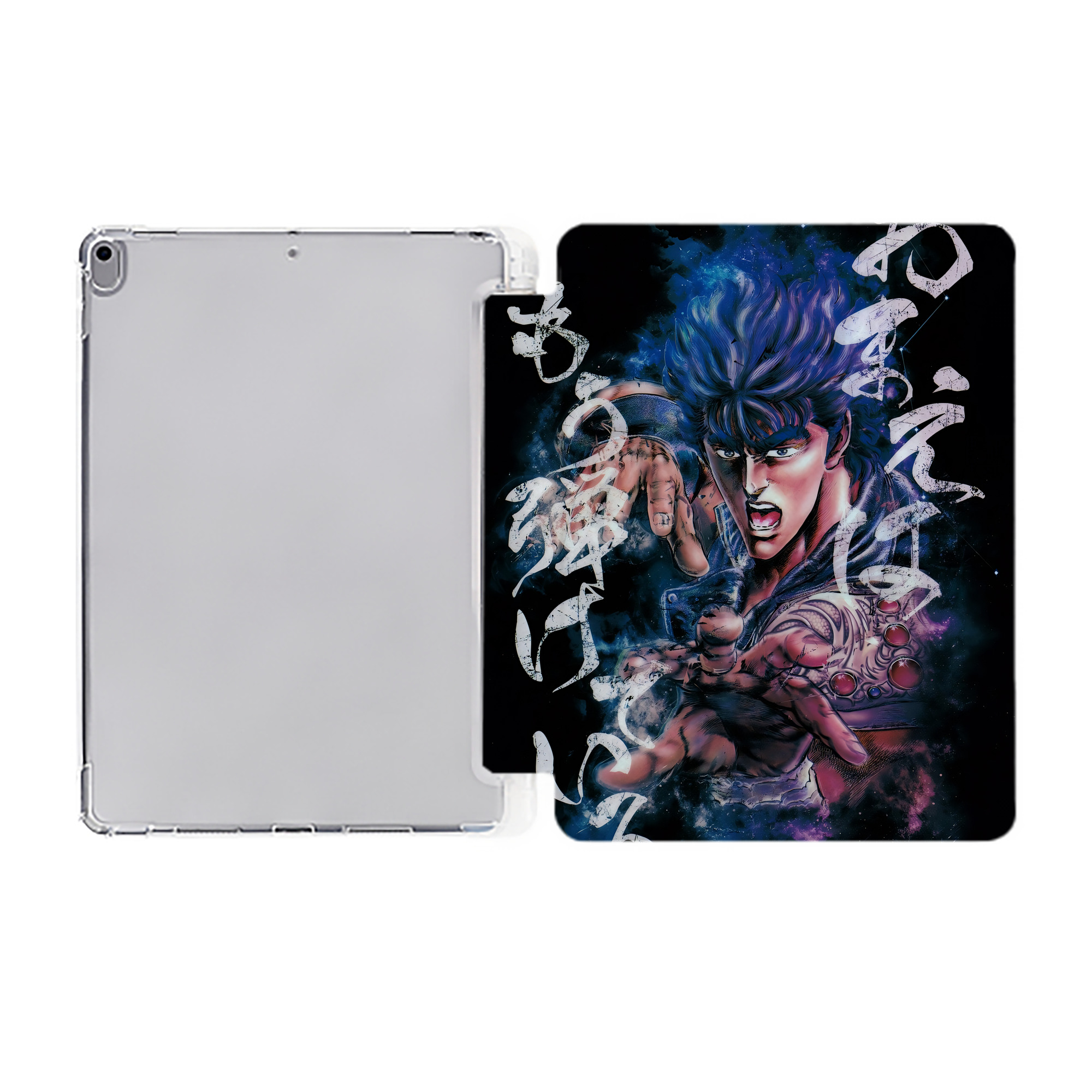 （画像用） 北斗の拳 Fist of the North Star IPad ケース ペン収納付き 三つ折りスタンド PUレザー×シリコン 対応機種9.5/10.5/10.9インチ